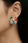 白雪(shirayuki) White kimono flower earrings