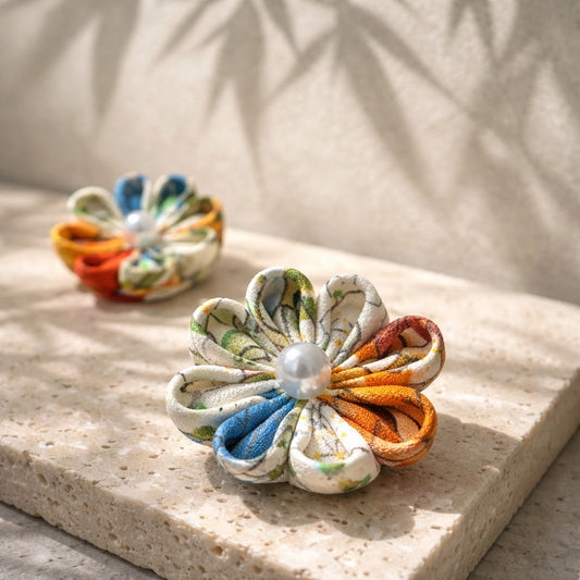 白雪(shirayuki) White kimono flower earrings