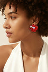 可憐(karen) Red kimono flower earrings