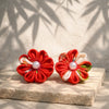 可憐(karen) Red kimono flower earrings
