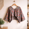 Kimono Sleeve Top -Glay×Blue-