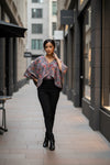 Kimono Sleeve Top -Glay×Blue-