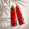 Long-length kimono double-layer earrings （Floral pattern × Red）