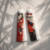 Long-length kimono two-layer earrings（floral pattern × white）