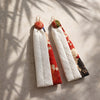 Long-length kimono two-layer earrings（floral pattern × white）