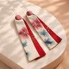 Long-length kimono double-layer earrings（floral pattern white × red）