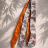 Long-width short kimono scarf（floral pattern white × orange）