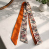 Long-width short kimono scarf（floral pattern white × orange）
