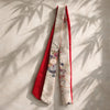 Long-width short kimono scarf（floral pattern white × red）