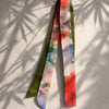 Long-width short kimono scarf（floral pattern orange × green）