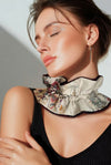 Kimono wide Wave Choker （Floral Pattern White × Red Black）