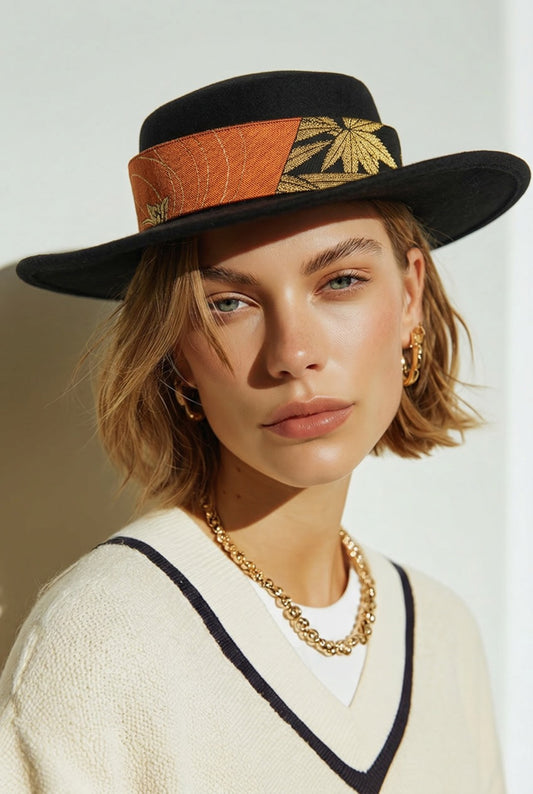 Rubber-mounted kimono hat belt Bamboo Orange