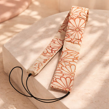 Rubber Fitted Kimono Hat Belt Floral Pattern Silver