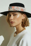 Rubber-Fitted Kimono Hat Belt Floral Pattern