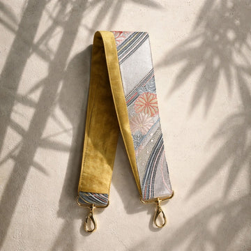 Short 2 pattern layered kimono back belt（floral pattern white × yellow）