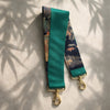 Short 2 pattern layered kimono back belt （Green × Floral Blue）