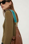 Short 2 pattern layered kimono back belt （Green × Floral Blue）