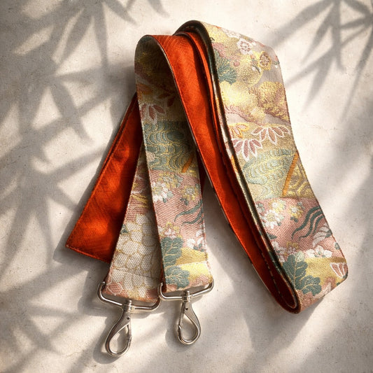 Ribbon Style Kimono Back Belt （Floral Pattern × Red）