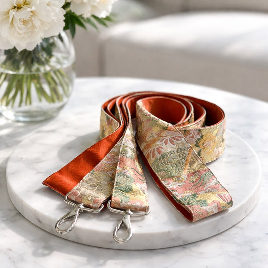 Ribbon Style Kimono Back Belt （Floral Pattern × Red）