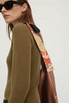 Ribbon Style Kimono Back Belt （Black × Floral Orange）