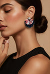 A Single Flower ( Navy & Floral )   kimono earrings