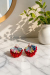 A Single Flower ( Red & Pastel )   kimono earrings