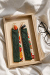 Hirari (Green & Floral )  kimono earrings