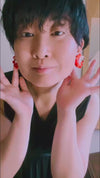 可憐(karen) Red kimono flower earrings